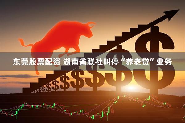 东莞股票配资 湖南省联社叫停“养老贷”业务
